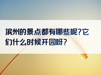 滨州的景点都有哪些呢？它们什么时候开园呀？