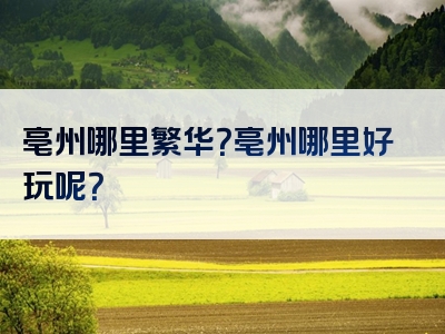 亳州哪里繁华？亳州哪里好玩呢？