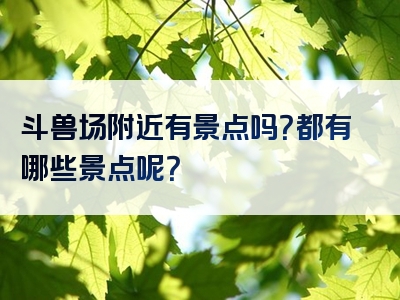 斗兽场附近有景点吗？都有哪些景点呢？