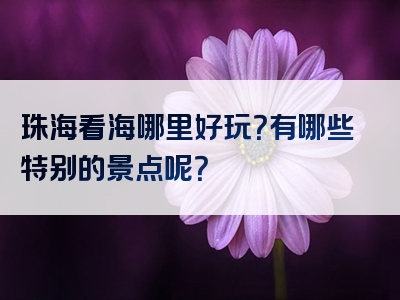 珠海看海哪里好玩？有哪些特别的景点呢？