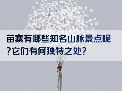 苗寨有哪些知名山脉景点呢？它们有何独特之处？