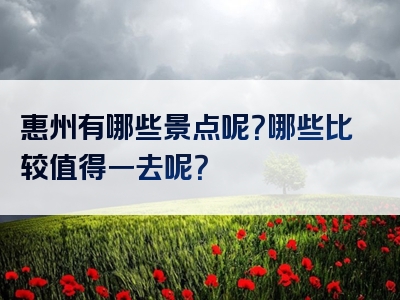 惠州有哪些景点呢？哪些比较值得一去呢？