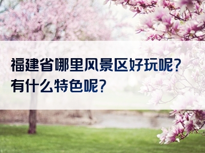 福建省哪里风景区好玩呢？有什么特色呢？