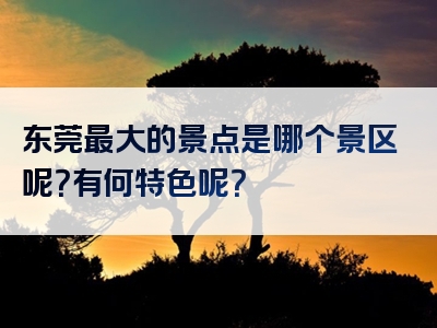 东莞最大的景点是哪个景区呢？有何特色呢？