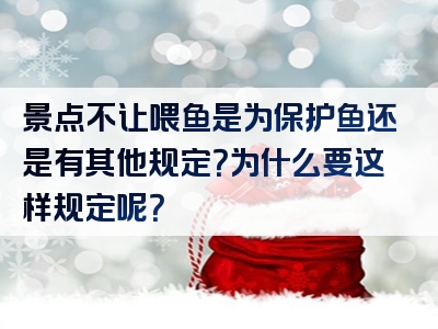 景点不让喂鱼是为保护鱼还是有其他规定？为什么要这样规定呢？