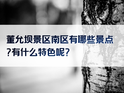 董允坝景区南区有哪些景点？有什么特色呢？