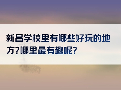 新昌学校里有哪些好玩的地方？哪里最有趣呢？