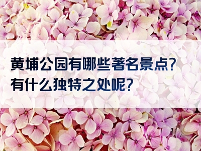 黄埔公园有哪些著名景点？有什么独特之处呢？