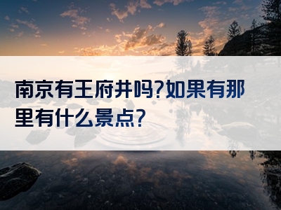 南京有王府井吗？如果有那里有什么景点？