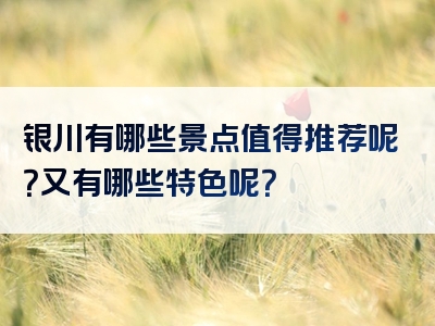 银川有哪些景点值得推荐呢？又有哪些特色呢？