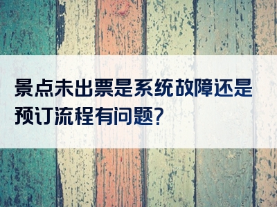 景点未出票是系统故障还是预订流程有问题？