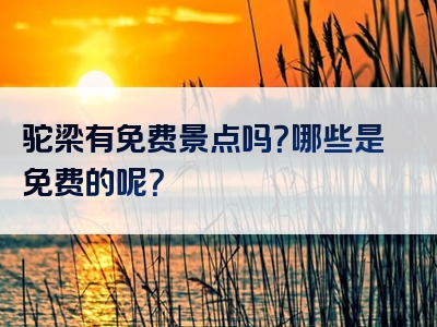 驼梁有免费景点吗？哪些是免费的呢？