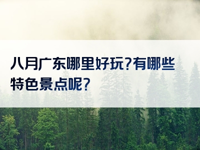 八月广东哪里好玩？有哪些特色景点呢？