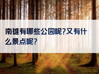 南雄有哪些公园呢？又有什么景点呢？