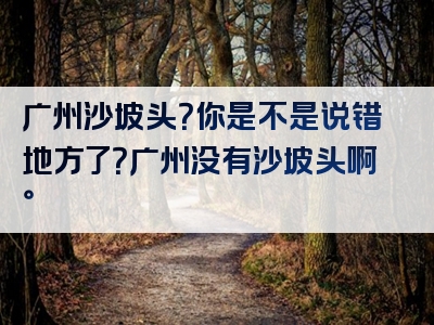 广州沙坡头？你是不是说错地方了？广州没有沙坡头啊。