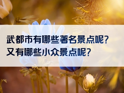 武都市有哪些著名景点呢？又有哪些小众景点呢？