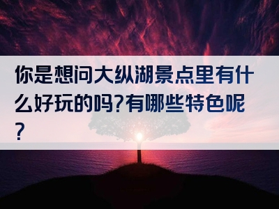 你是想问大纵湖景点里有什么好玩的吗？有哪些特色呢？