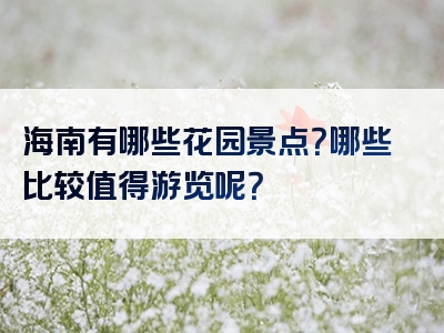 海南有哪些花园景点？哪些比较值得游览呢？