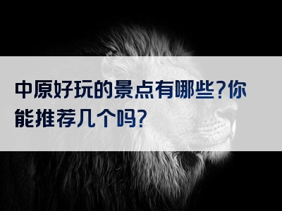 中原好玩的景点有哪些？你能推荐几个吗？