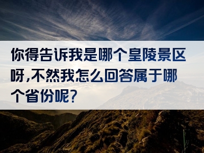 你得告诉我是哪个皇陵景区呀，不然我怎么回答属于哪个省份呢？