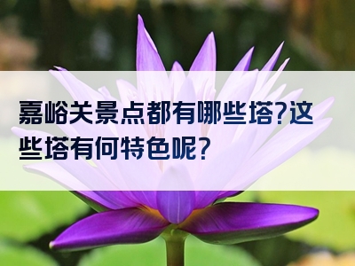 嘉峪关景点都有哪些塔？这些塔有何特色呢？