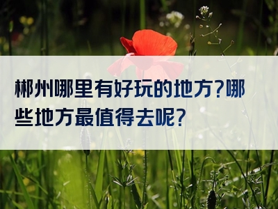 郴州哪里有好玩的地方？哪些地方最值得去呢？