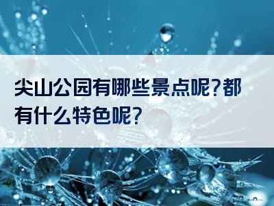 尖山公园有哪些景点呢？都有什么特色呢？