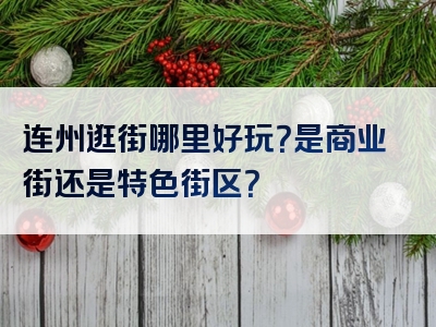 连州逛街哪里好玩？是商业街还是特色街区？