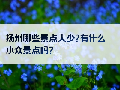 扬州哪些景点人少？有什么小众景点吗？