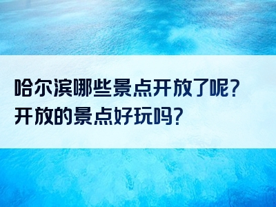 哈尔滨哪些景点开放了呢？开放的景点好玩吗？