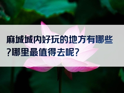 麻城城内好玩的地方有哪些？哪里最值得去呢？