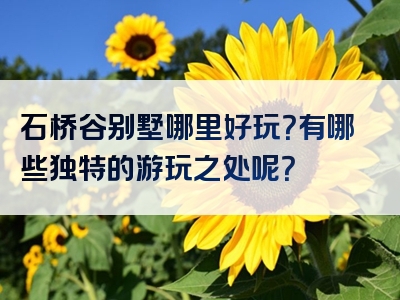 石桥谷别墅哪里好玩？有哪些独特的游玩之处呢？