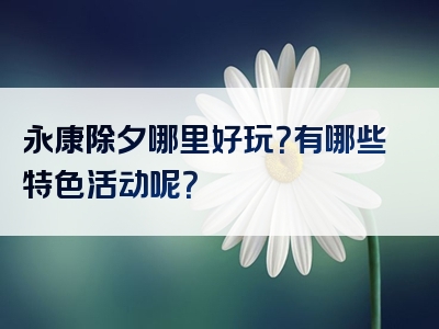 永康除夕哪里好玩？有哪些特色活动呢？